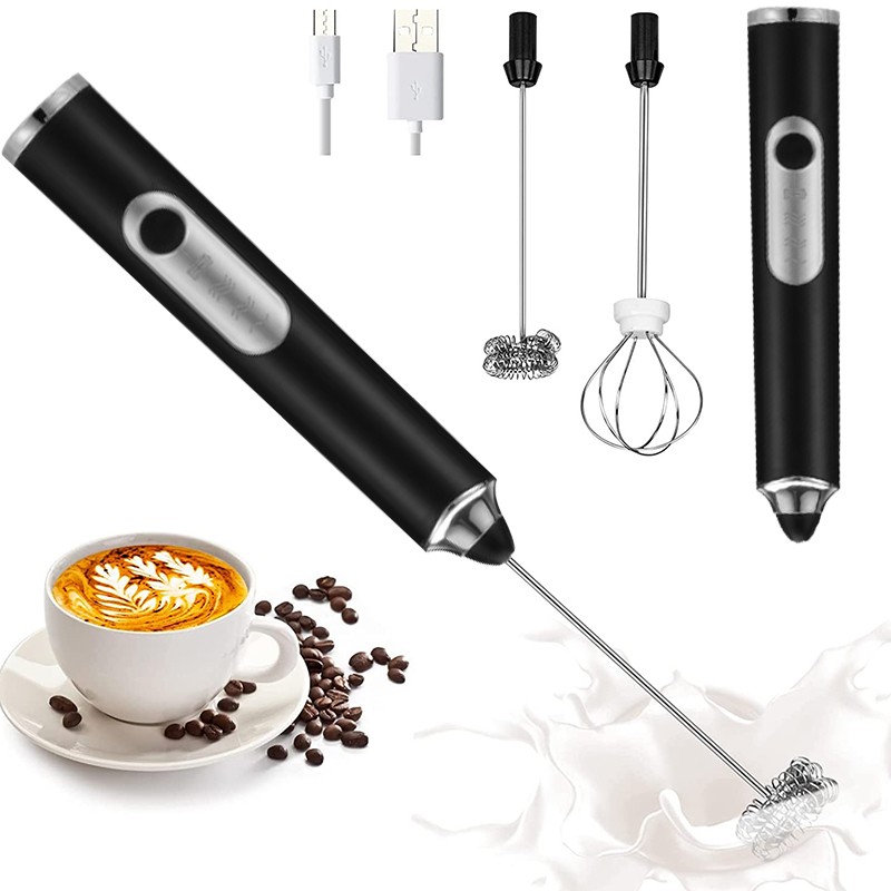 Birkhey Milk Frother Handheld, with 2 Stainless Whisks, USB Rechargeable Hand Mi