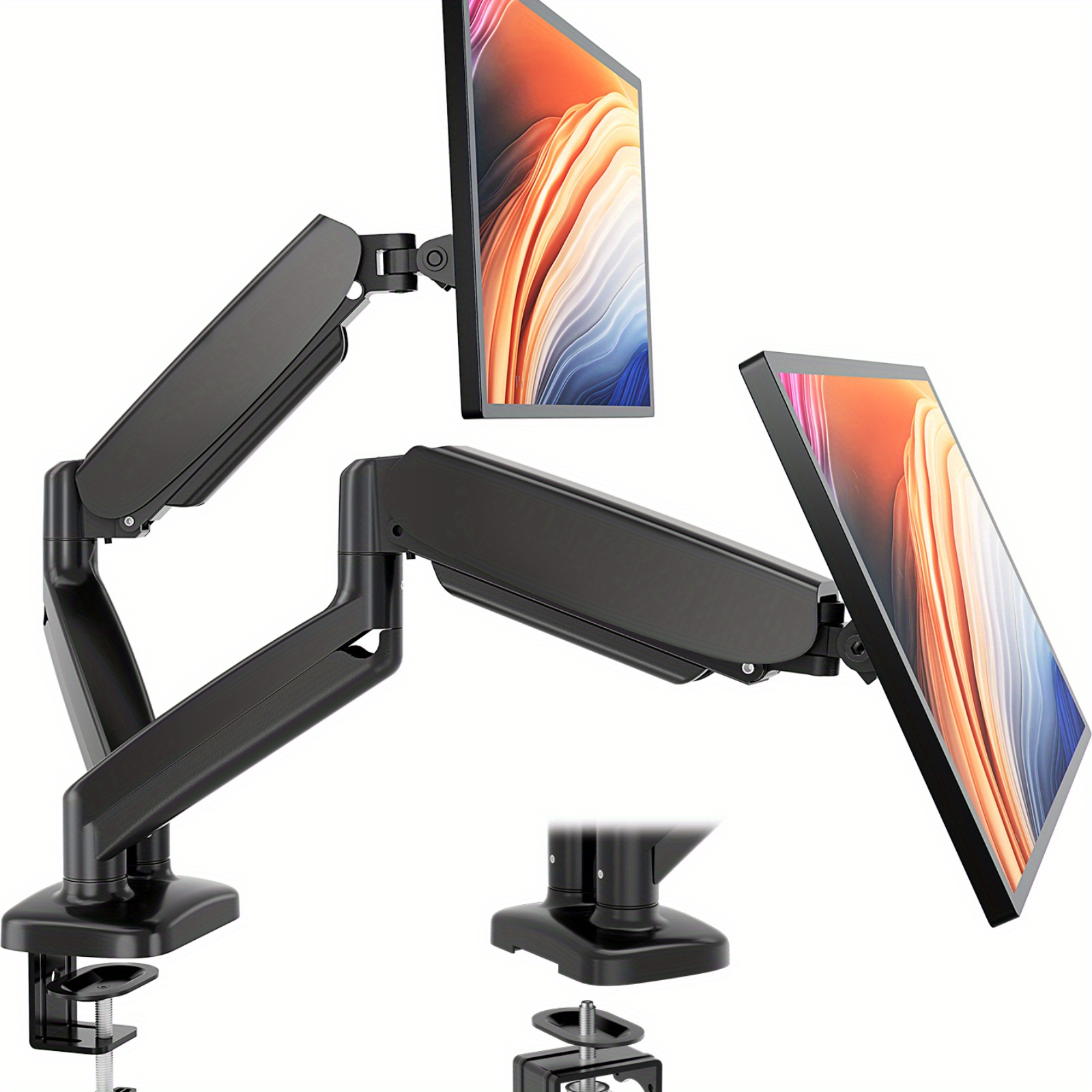 Heavy-Duty Dual Monitor Stand - Adjustable Desk Mount Arm Supports 13-32 Inch Sc - Picture 9 of 9
