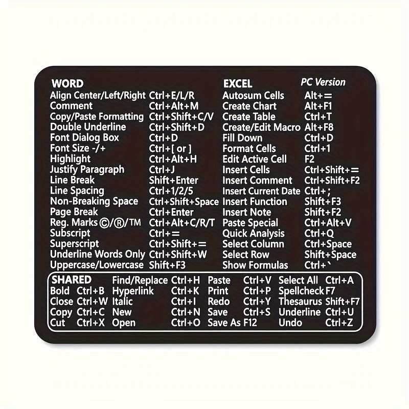 Large Keyboard Shortcuts Mouse Pad - Boost Productivity with Easy-to-Remember Co - Picture 9 of 9