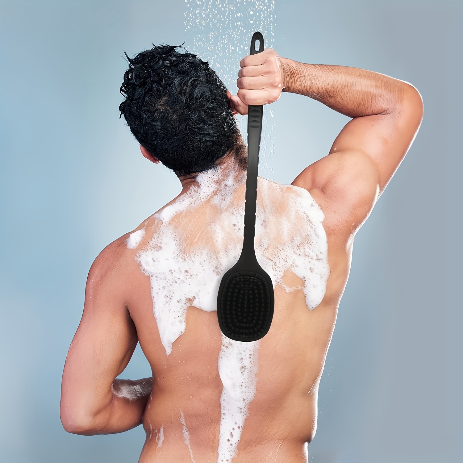 Fregadora de espalda de ducha de 1 pieza, cepillo de ducha de baño de mango largo, lavado de limpieza de espalda suave - Imagen 3 de 7