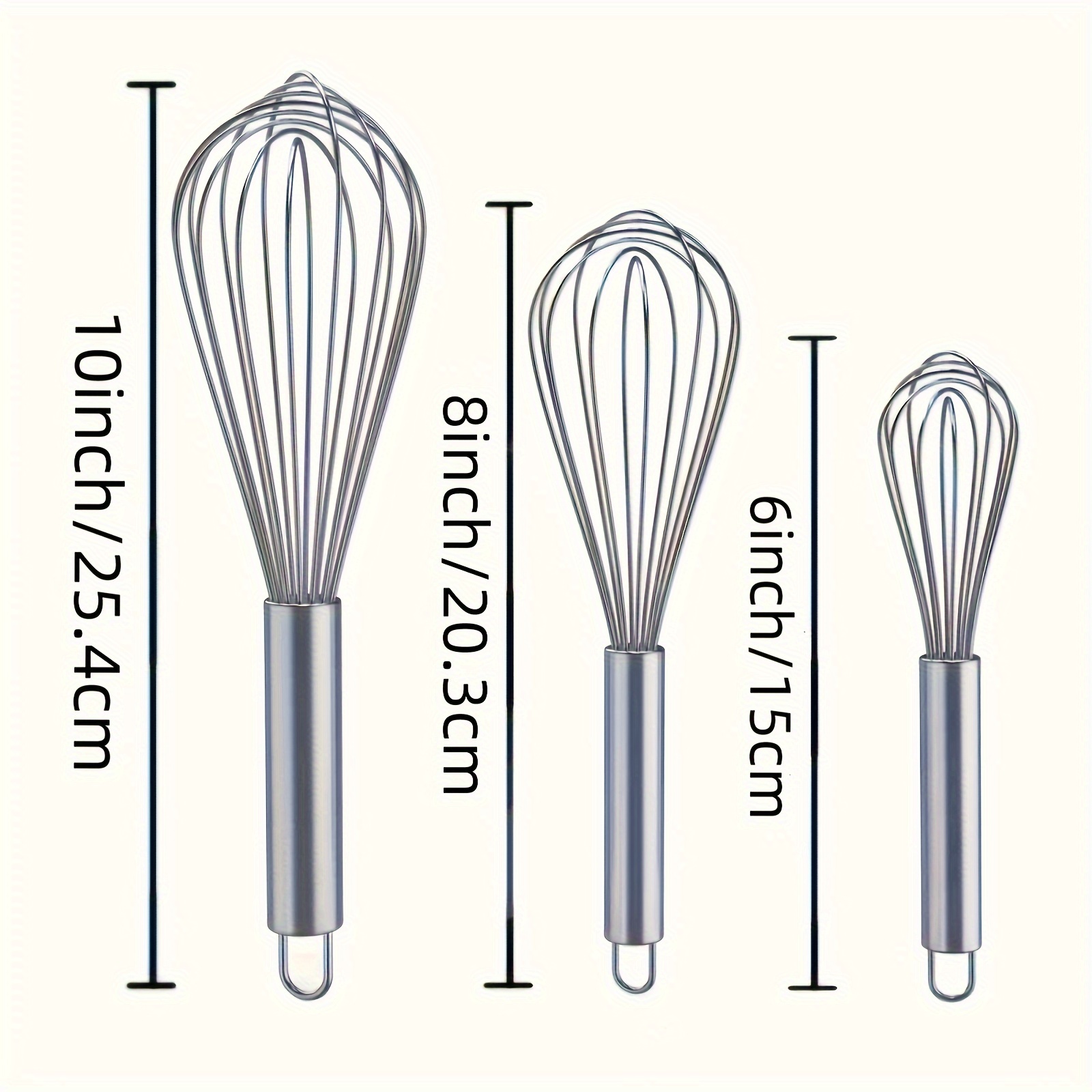 Whisks For Cooking, 3pcs Stainless Steel Whisk For Blending, Whisking, Beating A