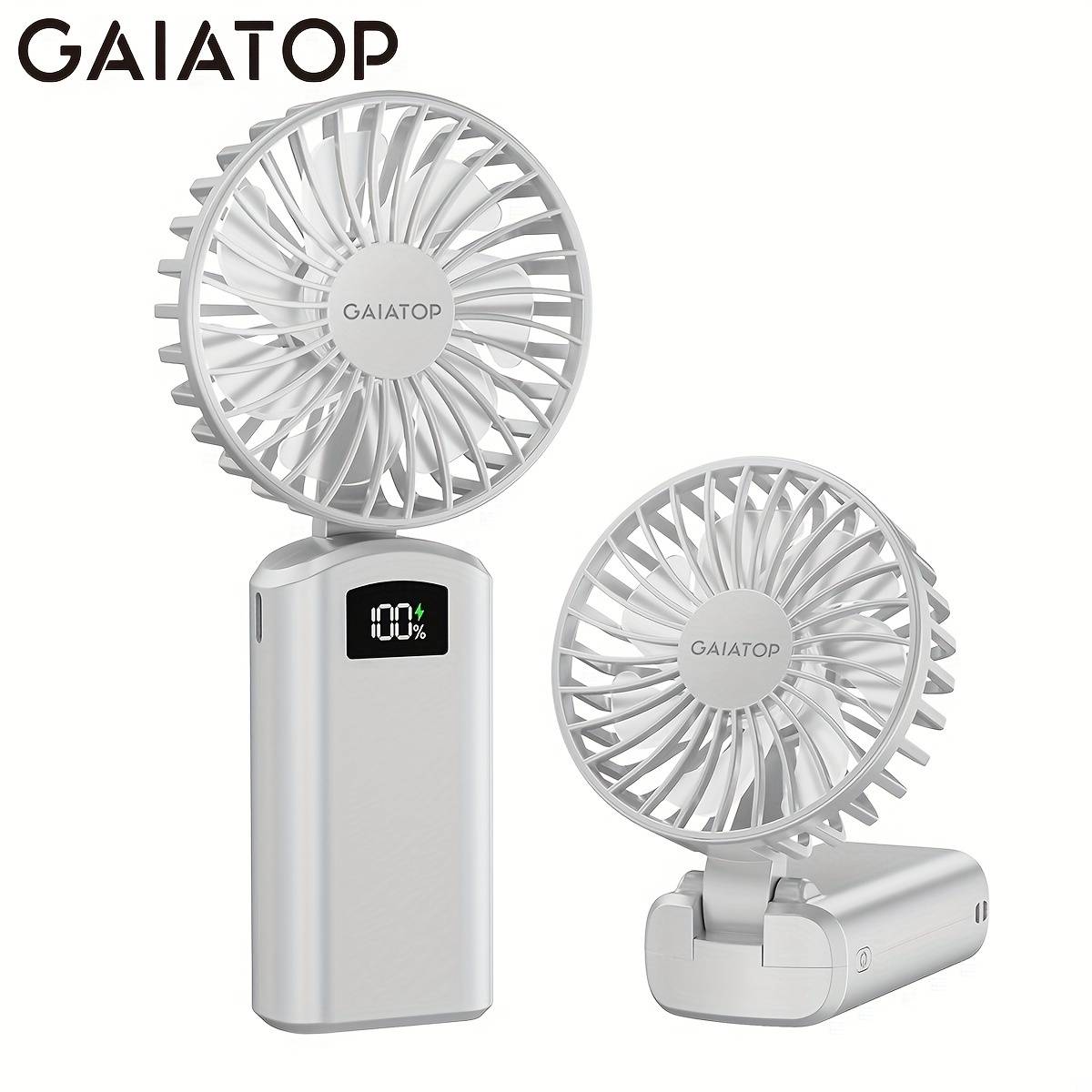 Gaiatop, Portable Handheld Fan, Fan With LED Display, 3-in-1 180° Foldable Mini