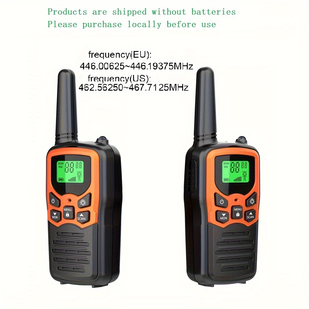 Myvision 2pcs Wireless Walkie Talkies with LCD Display - Hands-Free Intercom, Fl