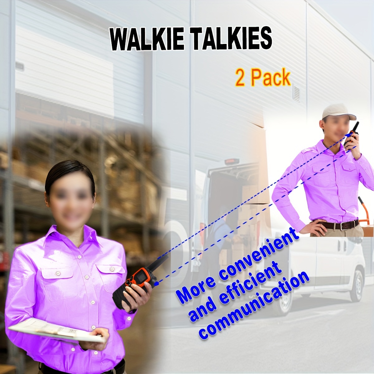 Myvision 2pcs Wireless Walkie Talkies with LCD Display - Hands-Free Intercom, Fl