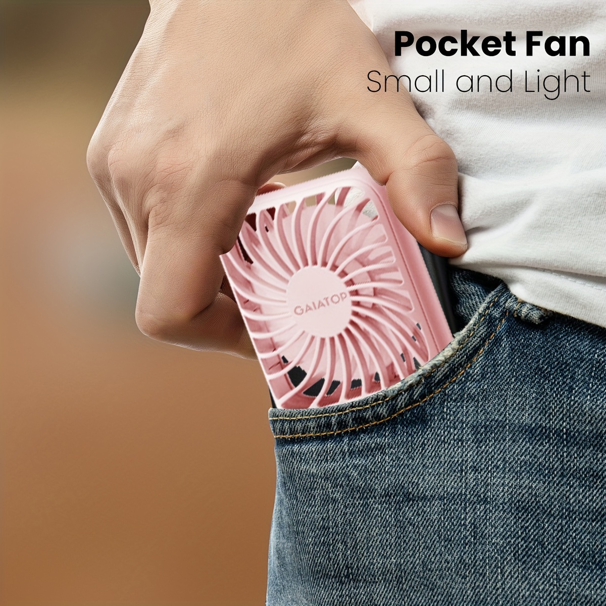 GAIATOP Handheld Mini Fan With LED Light, 3-Speed Portable Personal Desk Fan Wit