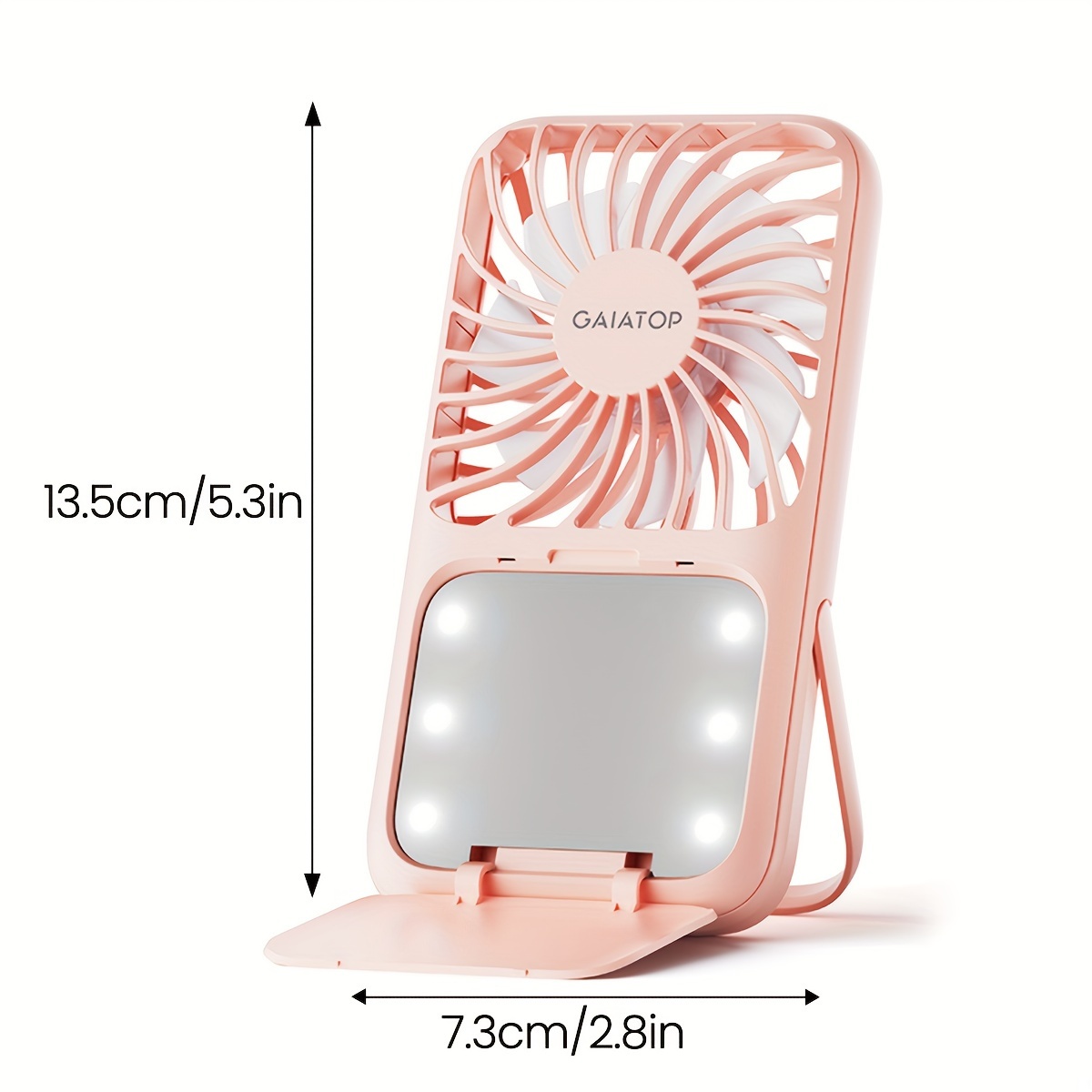 GAIATOP Handheld Mini Fan With LED Light, 3-Speed Portable Personal Desk Fan Wit