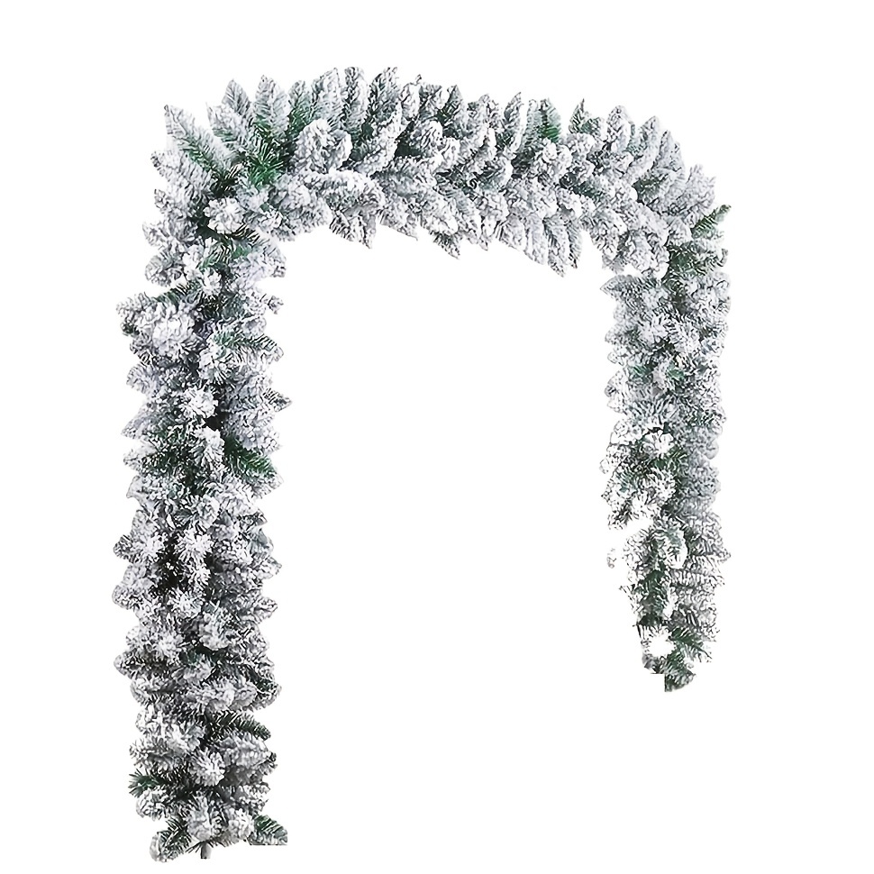 1pc, 9FT Long Snow-Kissed Flocked Christmas Garland - Artificial Winter Frosted