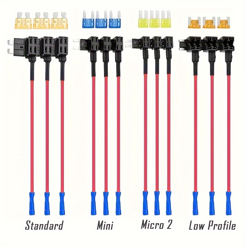 12-Piece 12V Car Add-a-Circuit Fuse Tap Set - Standard Mini