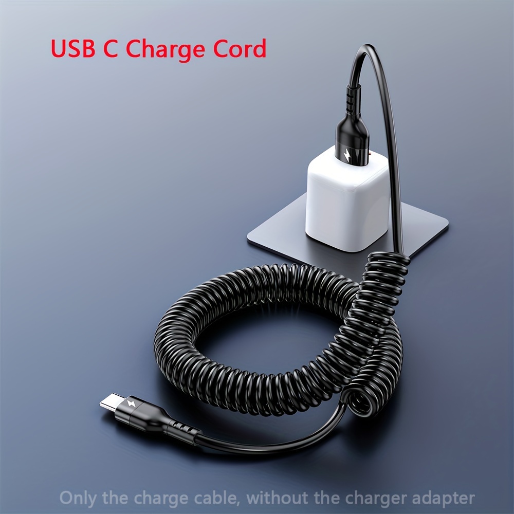 66W 5A USB Type-C Fast Charging and Data Cable, Spring Telescopic Cord For SamSu