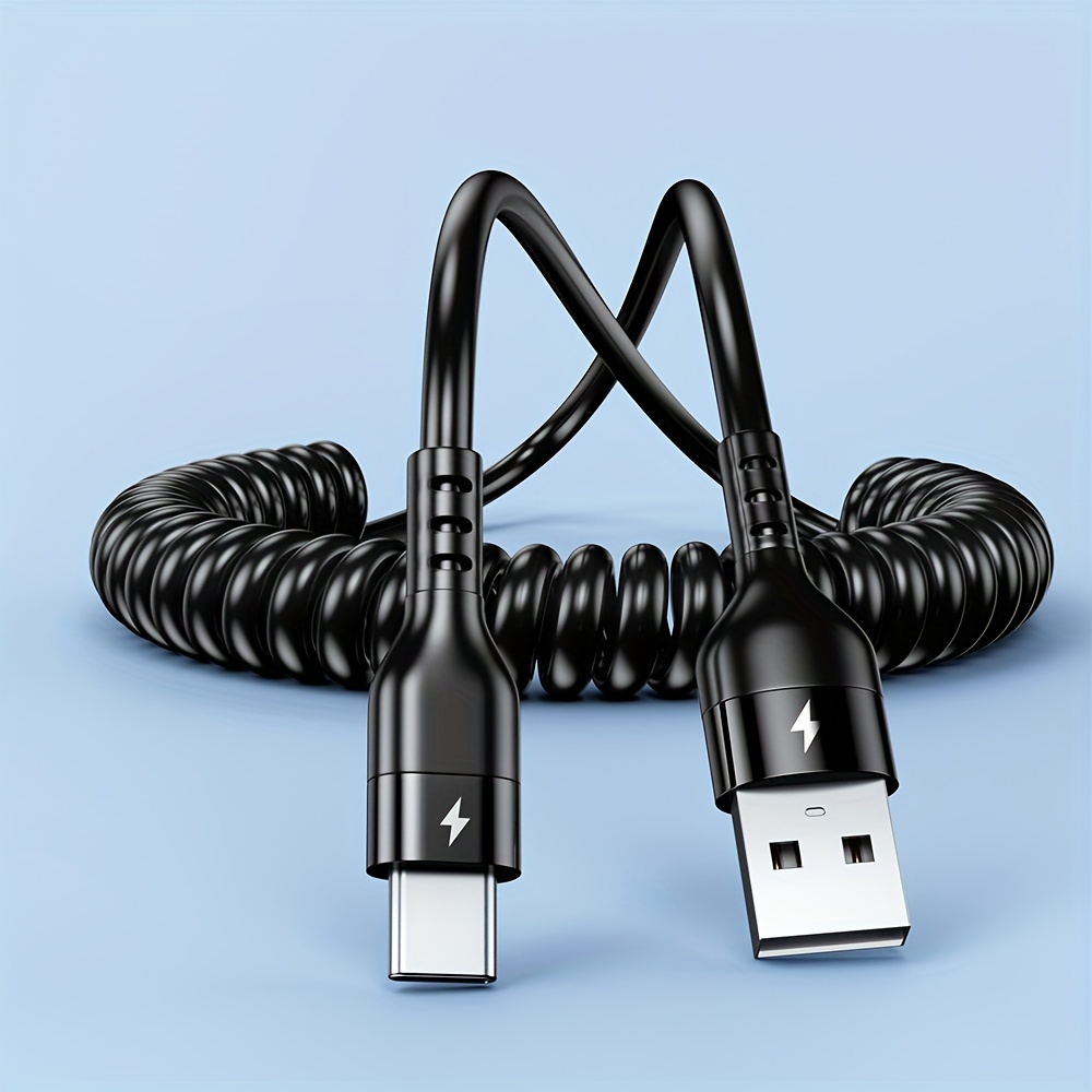 66W 5A USB Type-C Fast Charging and Data Cable, Spring Telescopic Cord For SamSu - Zdjęcie 11 z 13