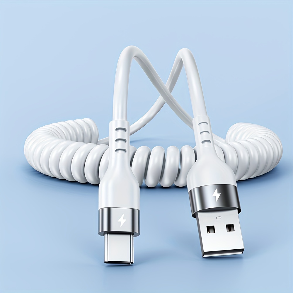 66W 5A USB Type-C Fast Charging and Data Cable, Spring Telescopic Cord For SamSu - Zdjęcie 12 z 13