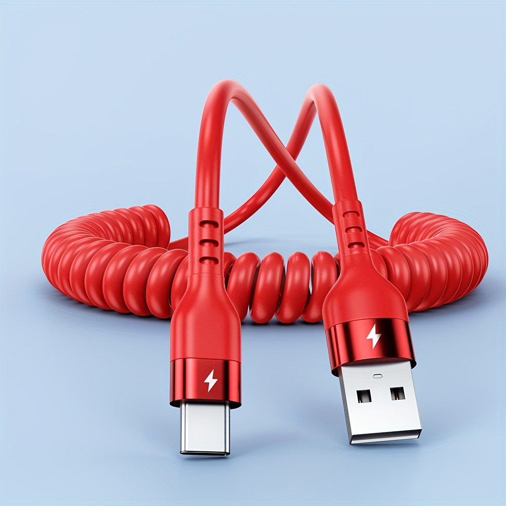 66W 5A USB Type-C Fast Charging and Data Cable, Spring Telescopic Cord For SamSu - Zdjęcie 13 z 13