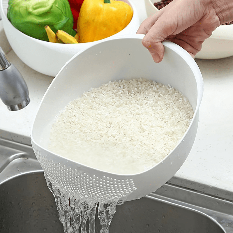 Multipurpose Rice Washing and Straining Bowl, Uncharged PP Material, Kitchen Col