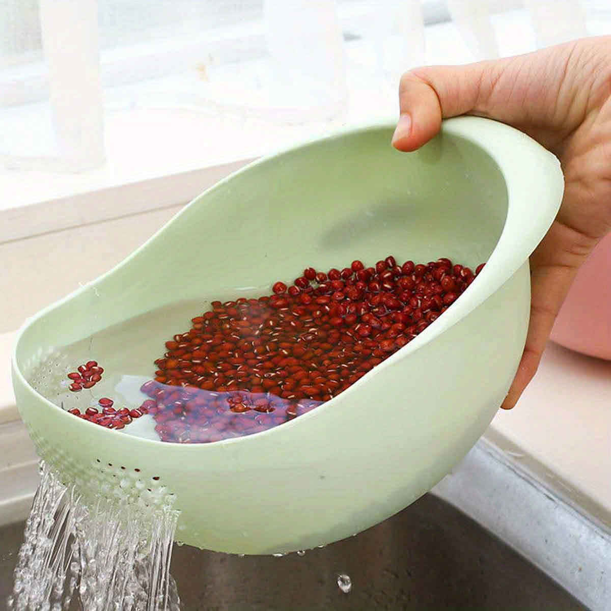 Multipurpose Rice Washing and Straining Bowl, Uncharged PP Material, Kitchen Col