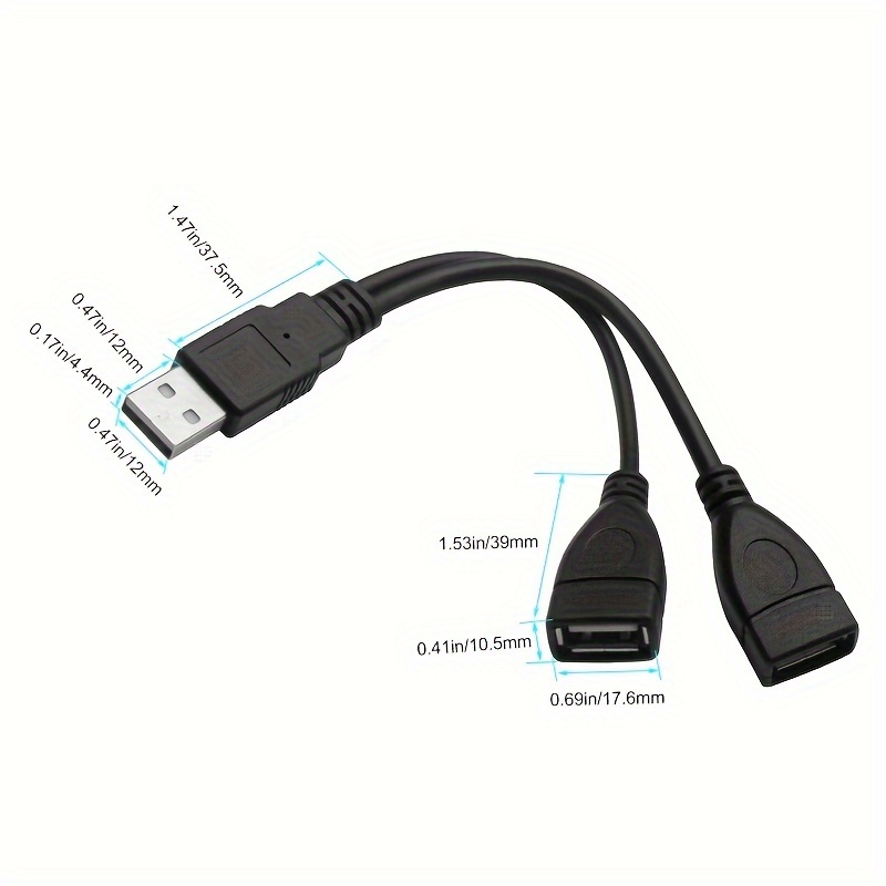 [Customer Favorite] Compact 2-in-1 USB 2.0 Splitter Cable - Male to Dual Female,