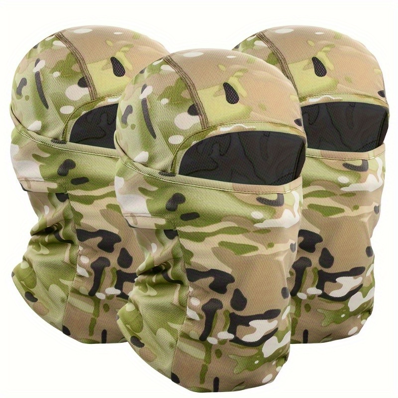 Máscara de pasamontañas 3 piezas para protección UV, forro transpirable para casco de motocicleta, camuflaje - Imagen 12 de 15