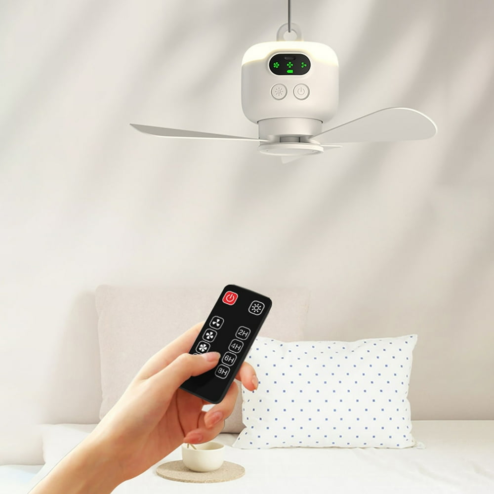 Battery Operated Tent Fan USB Ceiling Fan 4 Speed Hangings Fan with Light - Picture 12 of 22
