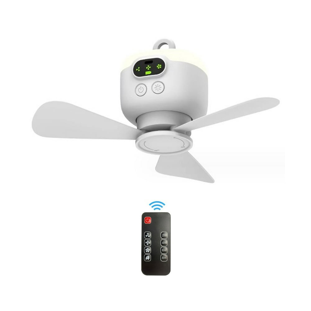 Battery Operated Tent Fan USB Ceiling Fan 4 Speed Hangings Fan with Light - Picture 21 of 22