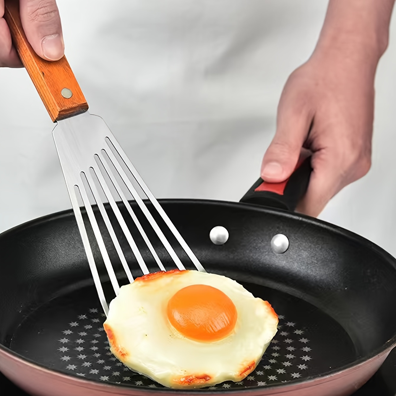 Stainless Steel Fish Turner Spatula - Non-Slip Grip Handle, Slotted Turner for F - Picture 3 of 6