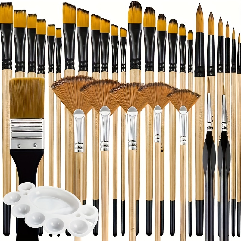 33 Pieces Paint Brush Set, Artist Series, Nylon Bristles With Round, Filbert, Fl - Picture 5 of 5
