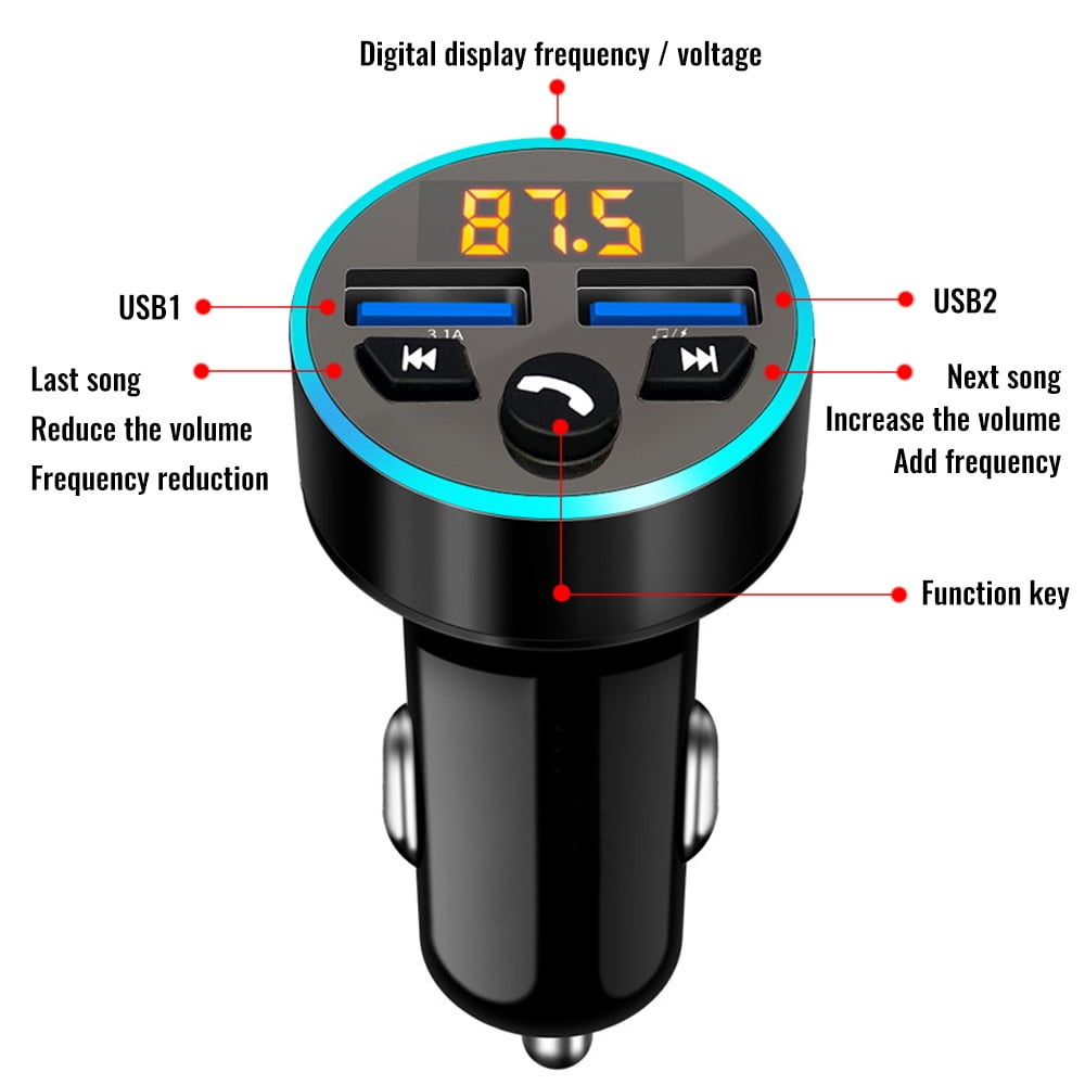Ikoopy USB Car Wireless Bluetooth FM Radio Transmitter Car MP3 Radio Charger Ada - Afbeelding 9 van 14