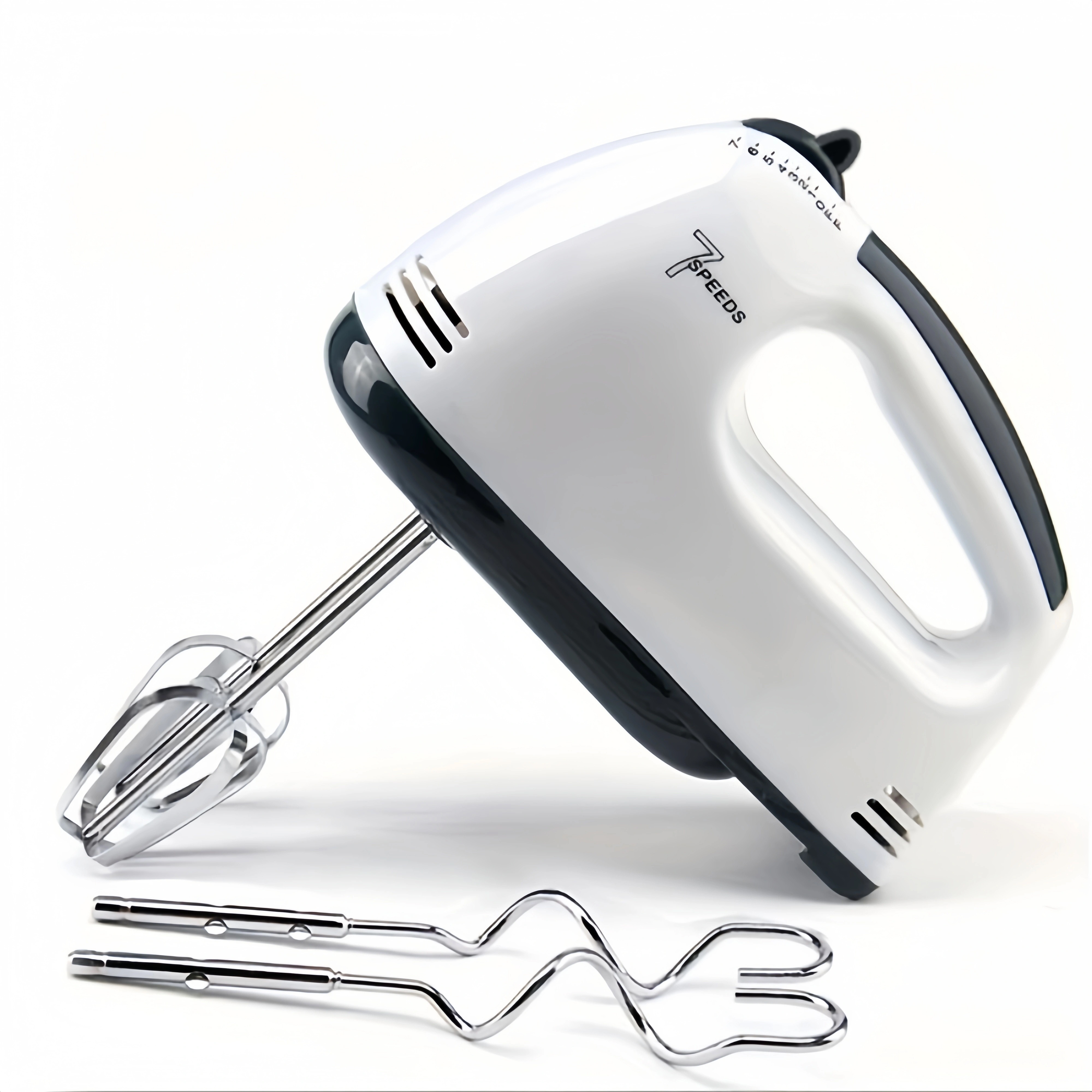 C001-White 1Set Electric Hand Mixer, 7-Speed Hand-Held Egg Beater Whisk Breaker, Electric Mixer, Kitchen Appliances Stirrer, Electric Food Mixers for Mixing in Bowls
