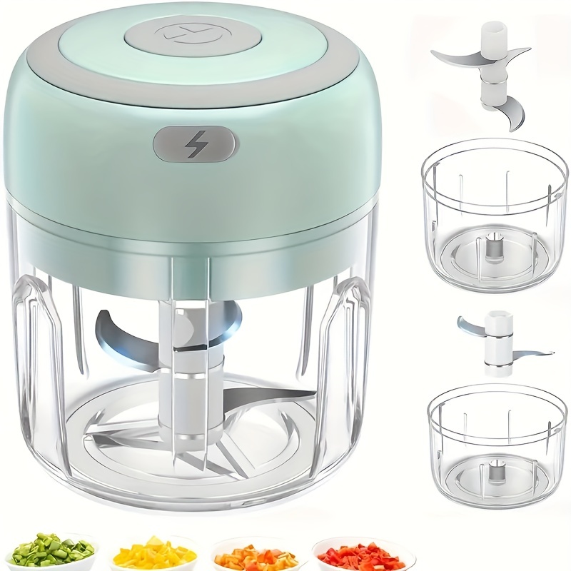 C002-Green 1pc 1set Wireless Portable Electric Food Chopper - Mini Electric Garlic Crusher, Upgrade Your Kitchen With This Powerful Electric Garlic Chopper - 100/250ml USB Meat Grinder & Masher! - For Home Cooks & Chefs - Perfect for Quick Food Prep & Gar