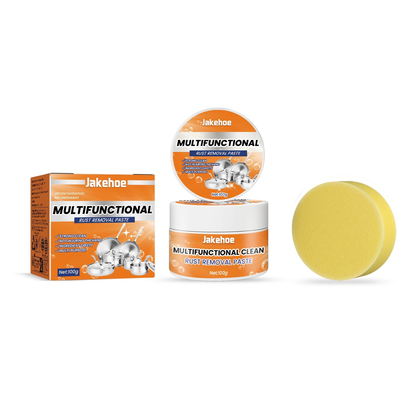 3.53oz Professional Stainless Steel Cleaning Paste, Heavy Duty Cookware Cleaner Removes Tough Grease, Burnt Food & Stains from Pots, Pans, Stoves & Surfaces While Restoring Shine