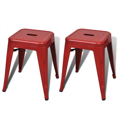 2 pcs Red Stackable Small Metal Stool