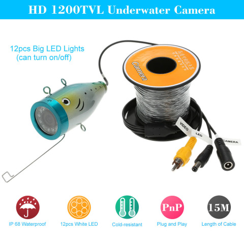 15M HD 1200TVL CCTV Camera Underwater Fish Finder for Ice/Sea/River Fishing