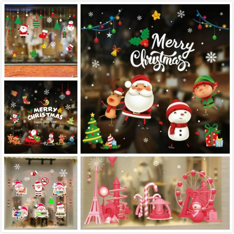 圣诞窗贴家庭圣诞装饰品圣诞节装饰用品静电贴雪花圣诞节装饰