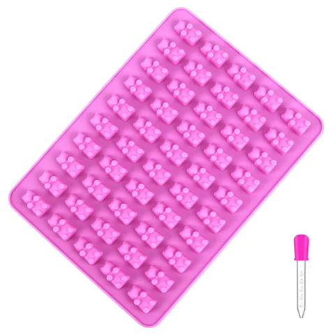 Cute Tiny Bears Baking Mold Set with Dropper Mini Gummy  Shape Cake Jelly Making Tool DIY Fondant Candy Trays Silicone Molds