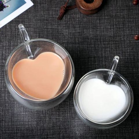 80/250ml Heart Shaped Clear Glass Coffee Cup Cute Tea Milk Juice Drink Water Cup Heat Resistant Heat Resistant  Party