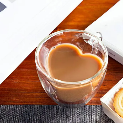 80/250ml Heart Shaped Clear Glass Coffee Cup Cute Tea Milk Juice Drink Water Cup Heat Resistant Heat Resistant  Party