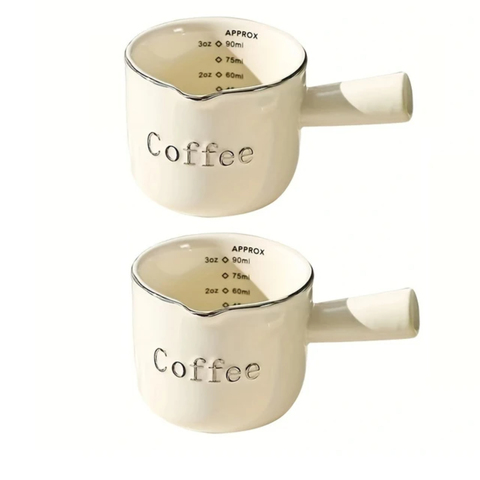 3oz/90ml Ceramic Measuring Cups Espresso Extraction Cup Transfer Cup Milk Cup With Scale kitchen tools