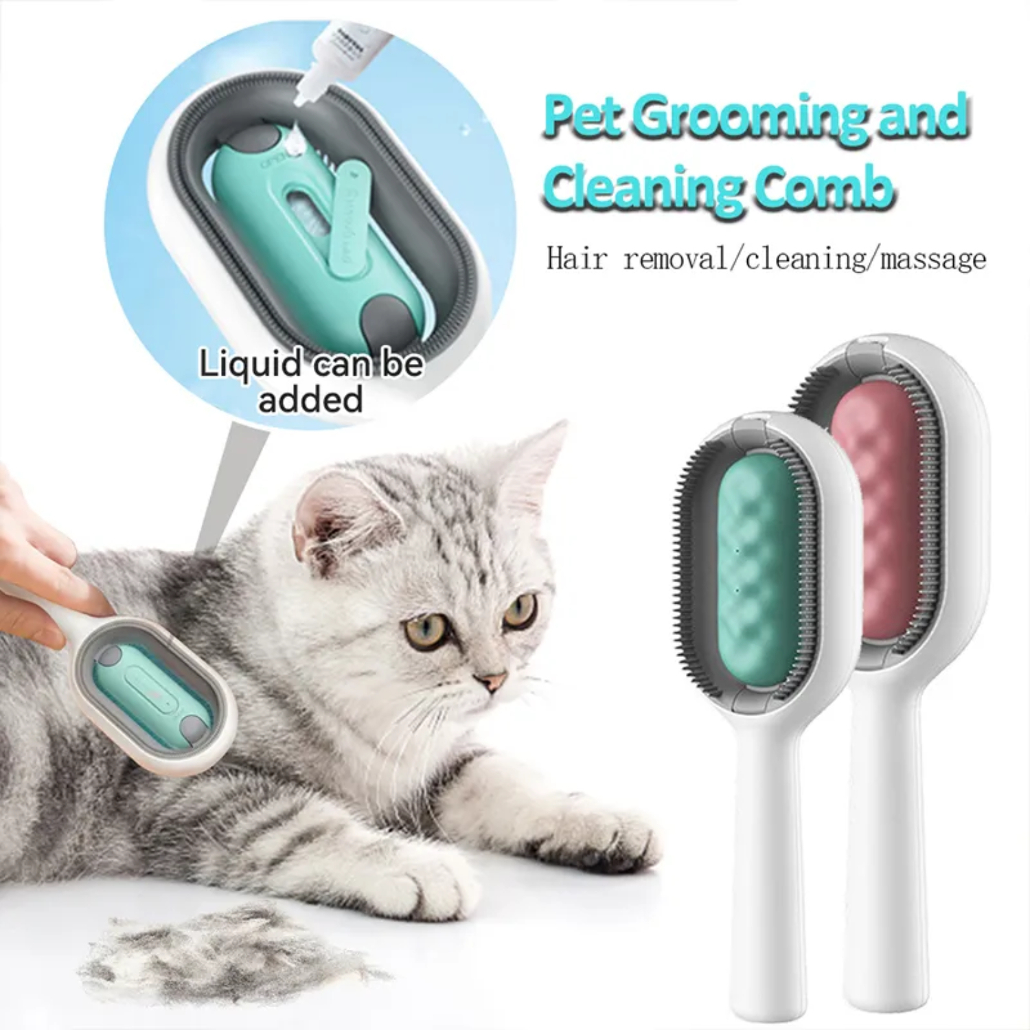 3-in-1 Cat Hair Remover Brush – Pet Comb for Dogs & Cats