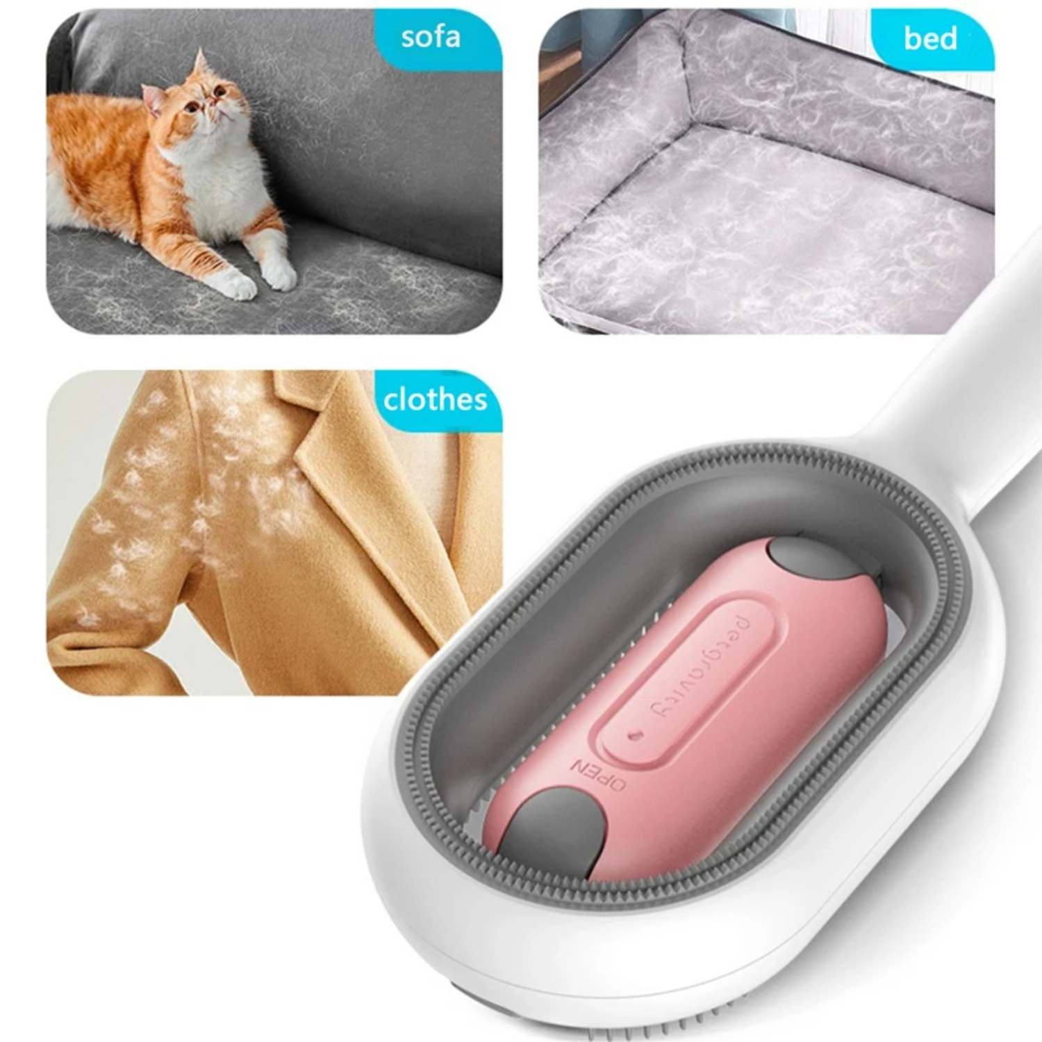 3-in-1 Cat Hair Remover Brush – Pet Comb for Dogs & Cats