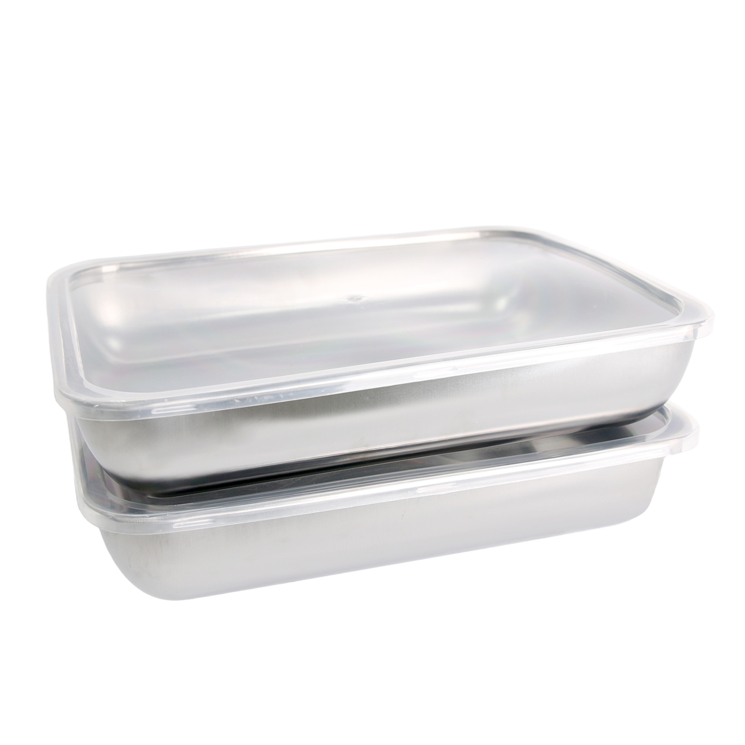 Stainless Steel Containers with Lids, 2pc Non Stick Kitchenware Set for Cakes, Fish, Beef, Fruits and Vegetables, Ideal for Home, Restaurant, Birthday and Outdoor Parties