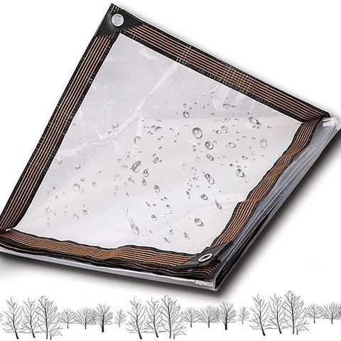 transparente à prova d'água, resistente à poeira à prova de chuva, lona transparente de PVC transparente para acampamento, pesca, jardinagem (2x5m/6x16ft) ()